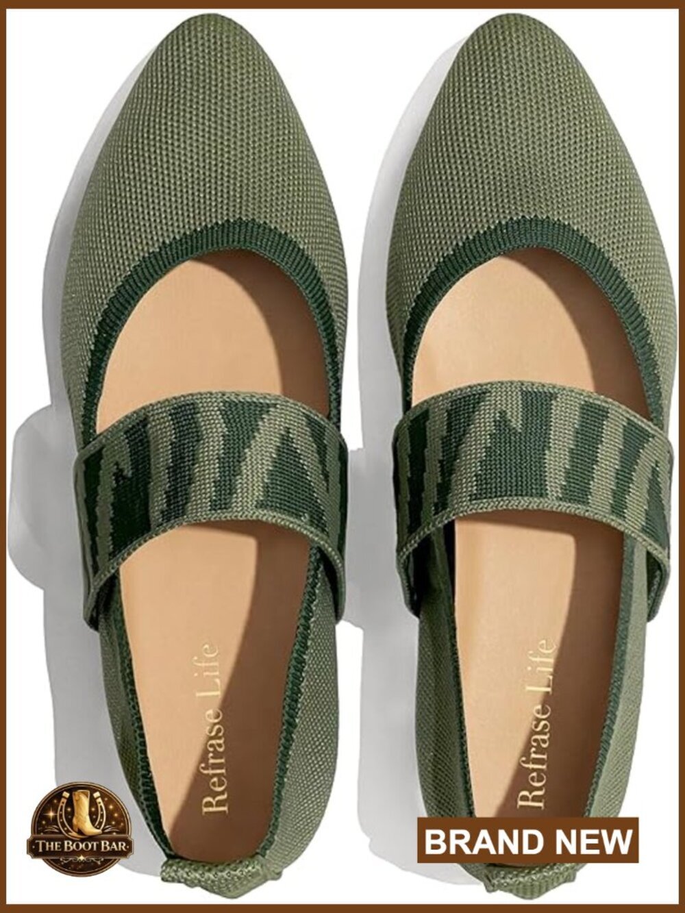 Pointed Toe Mary Jane Flats, Knit Slip-On Ballet Shoes with Strap, Lightweight